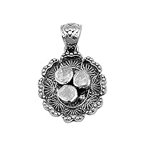0.40 CTW Natural Diamond Polki Peonies Flower Pendant 925 Sterling Silver Platinum Plated Slice Diamond Jewelry