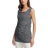 DKNY Womens Ruched Printed Blouse