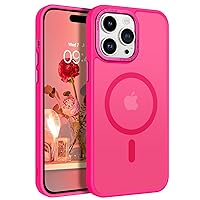 YINLAI Case for iPhone 14 Pro Max 6.7-Inch, Magnetic [Compatible with Magsafe] Supports Wireless Charging Slim Translucent Matte Men Women Neon Barbie Pink Shockproof Protective Phone Cover, Hot Pink