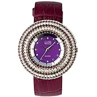 Eton Women's Quartz Watch with Purple Dial Analogue Display and Purple Leather Strap 2980J-PL