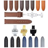18-19-20-22-24mm Leather Band Strap Smooth Deploy Clasp Compatible with Baume Mercier