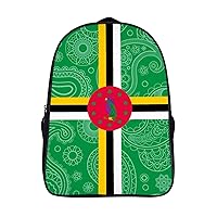 Dominica Paisley Flag Laptop Backpack with Multi-Pockets Waterproof Carry On Backpack for Work Shopping Unisex 16 Inch