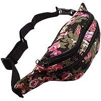 Topkids Accessories Fashion Bum Bags Floral Bumbags Festival Bum Bags Bum Bag Bumbag Bumbags for Ladies Travel Bag Waist Bag Fanny Pack for Adults, Women, Ladies, Men, Floral Black, One Size, Bum Bag