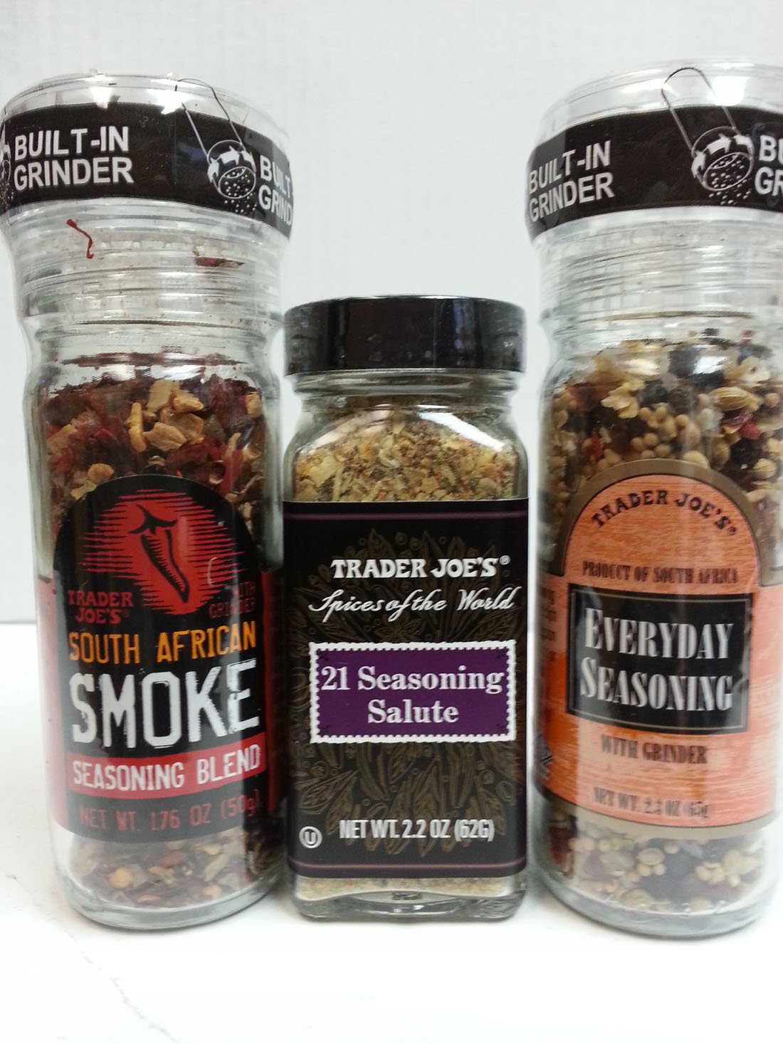 Trader Joe's 3 Seasoning Assortment - Everyday Seasoning, 21 Seasoning Salute, South African Smoke Seasoning Blend
