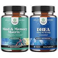 Bundle of Advanced Brain Supplement for Memory and Focus and Pure DHEA Supplement for Women and Men - Nootropics Brain Support Supplement - DHEA for Women Energy and Wellness Supplement