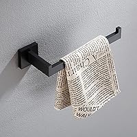 Towel Rack Black Towel Racks for Bathroom Wall Mounted 304 Stainless Steel Shelf (16.1In) Household Single Pole Matte Black (8.8In) Towel Hook Durable (2.3In),B,8.8in