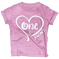 Heart Motif T-Shirt for One & Fun Year-Old Baby Girls First Birthday – 1st Bday Toddler Outfit