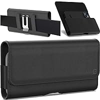 CoverON Holster for Motorola Moto G Power/G Play/Moto G 5G/ G Pure/Moto One 5G Plus/ G100, Cell Phone Case Belt Clip Magnetic Close Carrying Leather Pouch (Fits with Otterbox or Any Case on)
