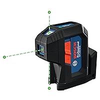 Bosch GPL100-30G 125ft Green Beam 3-Point Self-Leveling Laser with VisiMax Technology and Integrated 360° Multipurpose Mount, color: Green,Red