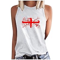 Women's American Flag Tank Tops 4th of July Sleeveless USA Flag Shirts Casual Stars and Stripes Patriotic T-Shirts