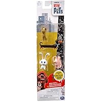 Miniature 4 Pack of Pets from Illumination Movie Secret Life of Pets With Gold Max, Snowball, Buddy & Pig Figures