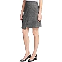 DKNY Womens Grid Asymmetrical Skirt, Grey, 16