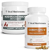Cordyceps for Humans (120ct) & Mushroom Immune Pet Chews (60ct) - Bundle for Energy, Vitality & Immunity - Ashwagandha, Astragalus & More - Vegan, Non-GMO, Gluten-Free, Grain-Free