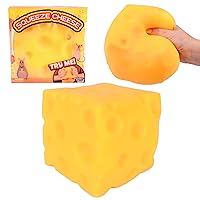 Giggle Zone Squeeze Cheese - Extra Large Squishy Cheese Block | Gag Gifts Funny Adult | 4.25 Inch Giant Stress Ball | Fidget Sensory Toy for Kids - Sunny Days Entertainment