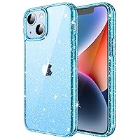 JETech Glitter Case for iPhone 14 6.1-Inch, Bling Sparkle Shockproof Phone Bumper Cover, Cute Sparkly for Women and Girls (Blue)