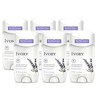 Ivory Aluminum Free Deodorant, Hint of Lavender, 24hr Gentle Deodorant, Dermatologist Tested, Baking Soda Free, Paraben Free, 2.4oz (Pack of 6)