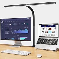 EppieBasic LED Desk Lamp,Architect Clamp Desk Lamps for Home Office,24W Brightest Led Workbench Office Lighting-6 Color Modes and Stepless Dimming Modern Desk Lamp for Monitor Studio Reading