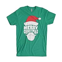 Threadrock Men's Merry Christmas Santa Claus Face T-Shirt