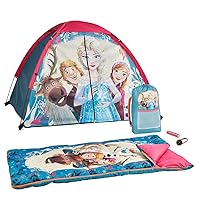Disney Frozen 5-Piece Camp Kit by Exxel Outdoors | Embark on Enchanted Expeditions with a Forzen Themed Tent, Sleeping Bag, Backpack, Compass & Flashlight | Adventure Awaits