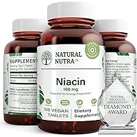 Natural Nutra Niacin as Nicotinic Acid (Vitamin B3) Supplement for Energy, Helps Improve Digestion, Brain Function, Non-GMO, Gluten-Free, 100 mg, 100 Tablets