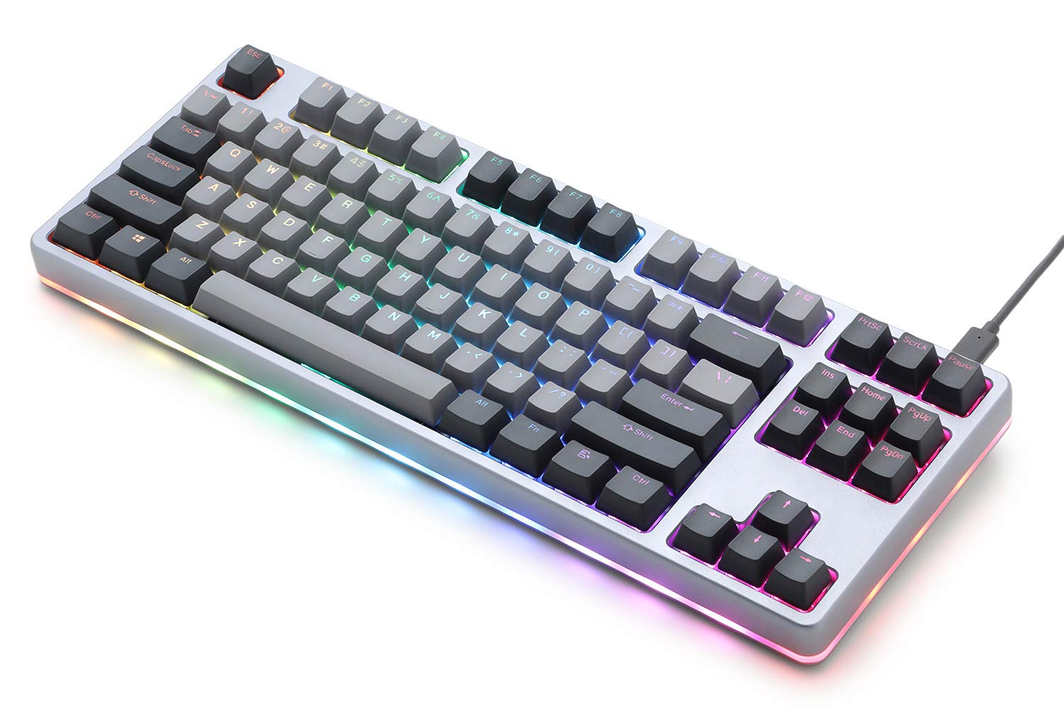 DROP CTRL High-Profile Mechanical Keyboard — Tenkeyless TKL (87 Key) Gaming Keyboard, Hot-Swap Switches, Programmable, Backlit RGB LED, USB-C, Doubleshot PBT, Aluminum(Gray, Halo True)