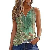 Tank Tops for Women 2024 Summer Tops Casual Button Down Shirts Loose Fit V Neck Sleeveless T Shirts