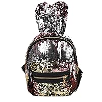 Sequin backpack Shoulder Bag For Women With Cute Rabbit Ears Backpack Sequins Shoulder Bag Travel Day pack (Multicolor Gold)