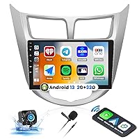 UNITOPSCI Android 13 Car Stereo for Hyundai Verna Accent Solaris 2010-2016 with Wireless CarPlay Android Auto 9 Inch Touchscreen GPS Navigation Bluetooth Mirror Link FM/RDS SWC + Backup Camera Mic