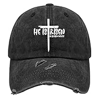 He is Risen Jesus Christian0 Hats for Men Washed Distressed Baseball Cap Aesthetic Washed Ball Caps Cotton