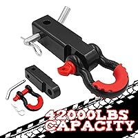 Shackle Hitch Receiver, 2 inch 42000 Lbs Maximum Break Strength, Solid with 3/4'' D Ring, Heavy Duty Towing Hitch Receivers, Never Rust, Best Towing Accessories for Vehicle Recovery Off-Road