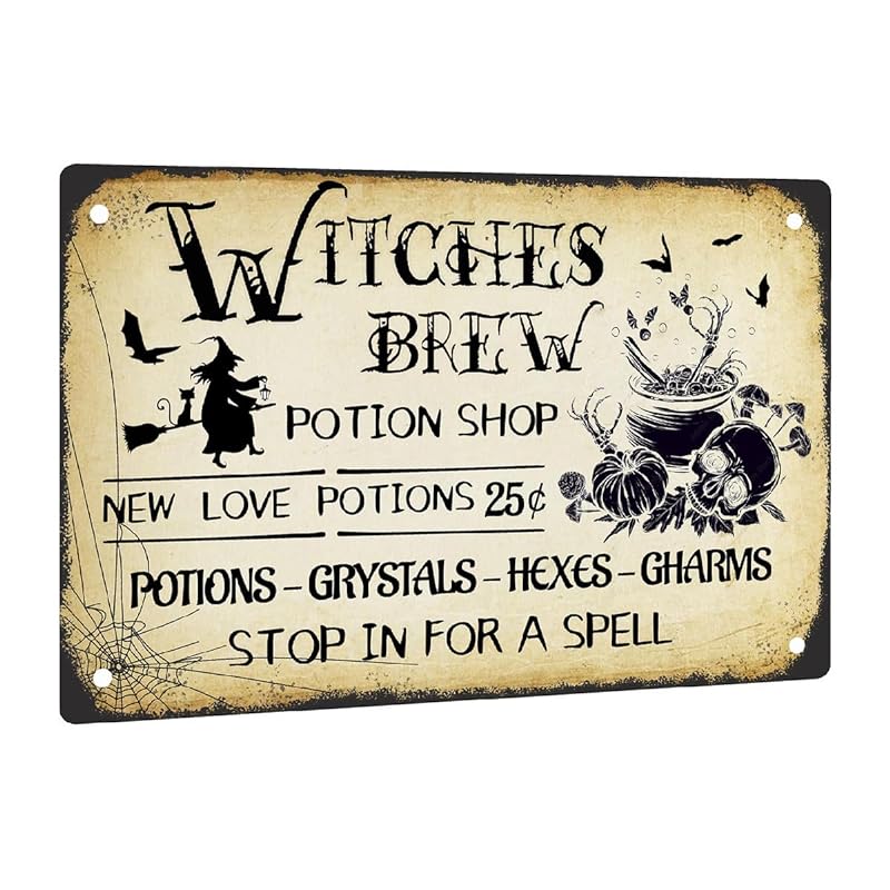 Mua Witches Brew Potion Shop Halloween Sign Vintage Metal Signs ...