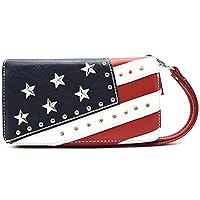 American Flag Stars and Stripes Studs Cross Body Handbag Concealed Carry Purse Women Single Shoulder Bag
