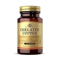 Chelated Copper, 100 Tablets - Essential for Collagen Formation - Highly Bioavailable Form - Supports Connective Tissue - Non-GMO, Vegan, Gluten Free, Dairy Free, Kosher - 100 Servings