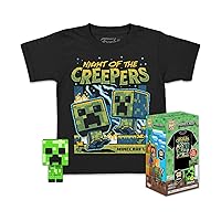 Funko Pocket Pop! & Tee: Minecraft - Blue Creeper - Large - (L) - T-Shirt - Clothes with Mini Vinyl Figure to Collect - Gift Idea - Toys and Short Sleeve Top for Adults