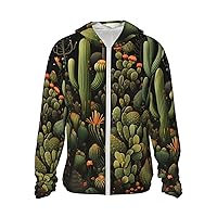 Men's Sun Protection Sports Shirts Women's Long Sleeve Running Shirt Green Cactus Sun Clothing X-Large