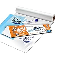 Clear Dry Erase Cling-rite Rolls, Removable, Recyclable Whiteboard Sheets 20x30 inch Ideal for School, Office and Art Projects, Total of 20 Clear Sheets