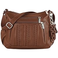 ELDA Crossbody Purse for Women Multi Pocket Pocketbooks Ladies Soft PU Leather Shoulder Bag Top Handle Satchel with Tassel