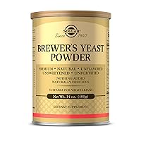 Solgar Brewer's Yeast Powder, 14 oz - Rich Source of Amino Acids, B-Complex Vitamins, Minerals, & Protein - Natural, Unflavored, and Unsweetened - Dairy Free, Vegetarian - 13 Servings