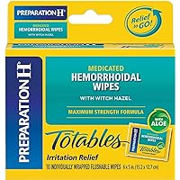 Preparation H Totables, Hemorrhoidal Wipes with Witch Hazel 10 ea(Pack of 2)