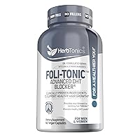 Herbtonics Foli Tonic Hair Growth with Biotin - Hair Vitamins with DHT Blocker, Saw Palmetto, Beta Sitosterol - Promotes Hair Regrowth for Men & Women - Hair Loss Vitamins for Hair Care - 60 Capsules