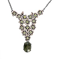 Green Tourmaline & Peridot Gemstone 925 Sterling Silver Necklace Black Rhodium Rose Gold Plated Marvelous Handmade Jewellery Gift For Her