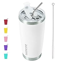 BJPKPK 20 oz Stainless Steel Insulated Tumbler Cups Coffee Mug With Lid And Straw,White