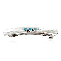 $200Tag Certified Silver Navajo Natural Turquoise Native Hair Barrette 10346-11 Made by Loma Siiva