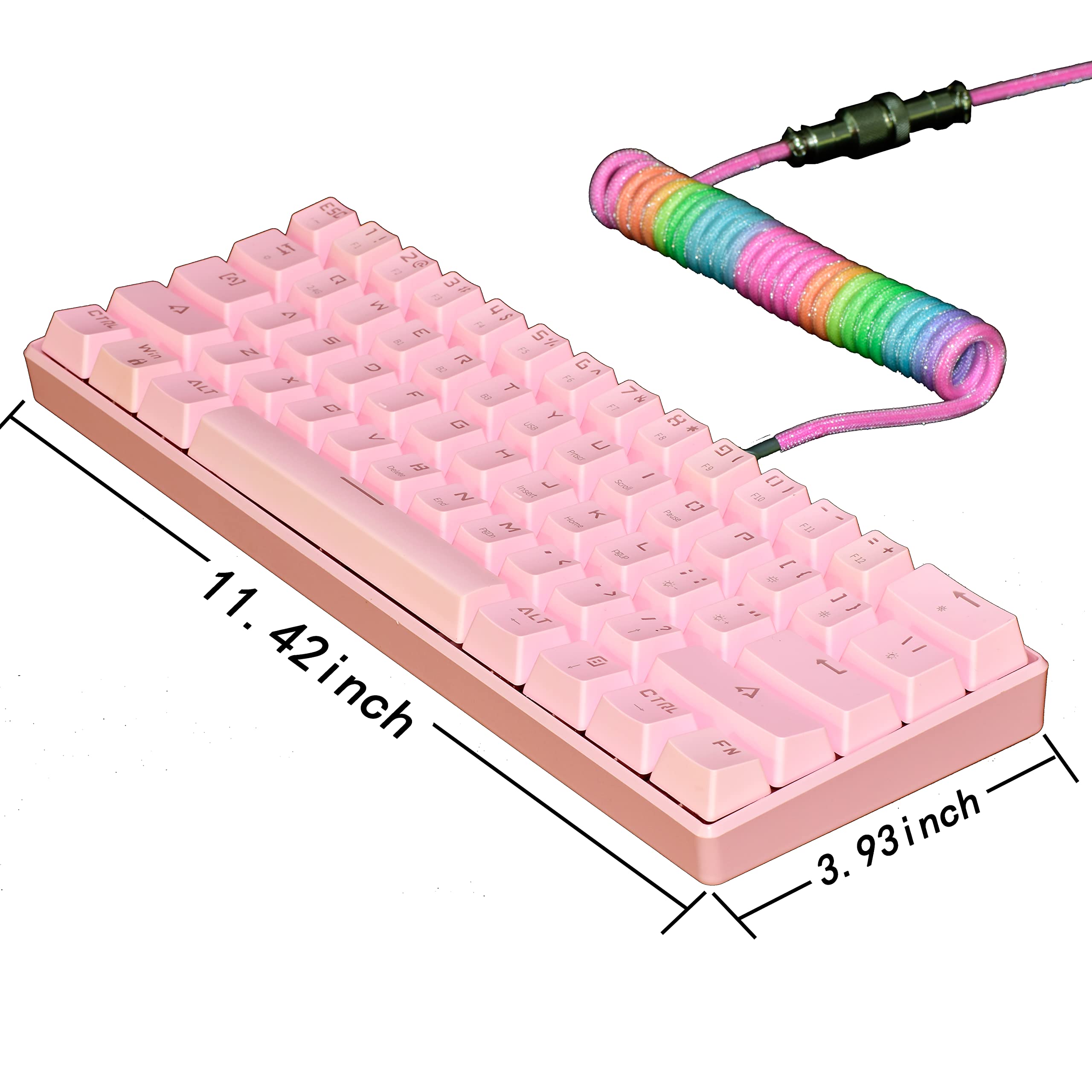 CHICHEN 60% Mechanical Keyboard Three Models Compact with BT5.0/2.4G/USB-C,61 Keys Both Wired/Wireless RGB Backlit Gaming Keyboard,Portable Mini Keyboard for PC/Mac Typist, Travel(Blue Switch,Pink)