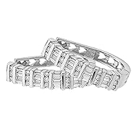0.41 Carat (Ctw) 1/2 Ct-dia Fashion Hoops Earrings, Sterling Silver, Size 4