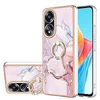 XYX Case Compatible with Oppo A58 4G, TPU Marble Slim Full-Body Protective Cover with 360 Rotating Ring Kickstand for Oppo A58 4G, Rose Gold