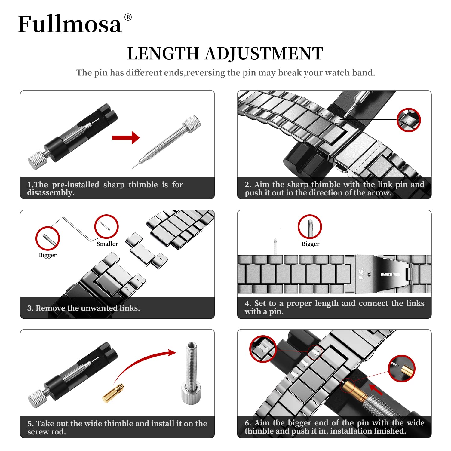 Fullmosa 18mm Stainless Steel Watch band, Quick Release Watch strap Compatible with Garmin Vivoactive 4S/Vivomove 3S/Active S/Venu 2S/Move 3S, Huawei Watch 1st, Silver