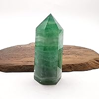 446g Natural Green Fluorite Crsytal Obelisk/Quartz Crystal Wand Tower Point Healing