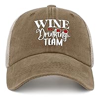 Wine Drinking Team Trucker Hat Men Funny Mesh Cap for Summer