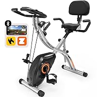 YOSUDA Exercise Bike, Folding Exercise Bike for Seniors, Magnetic X-Bike with 16/8-Level Resistance, Back Support Cushion for Home Gym Workout